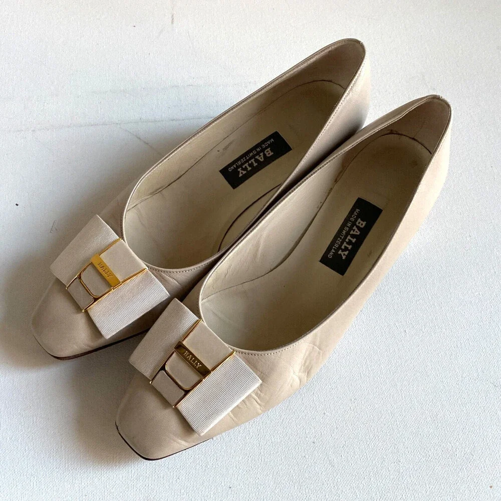 Vintage Bally Switzerland Bow Detail Low Heel Leather Loafers 6.5 Extra Wide. - Picture 10 of 13